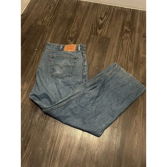 Vintage Levis Red Tab 505 Regular Fit Straight Leg Blue Denim Jeans Mens 42x27‎ - Picture 1 of 4